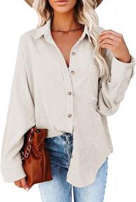 img 4 attached to Corduroy Button-Down Blouse For Casual-Chic Women: Long-Sleeve Stylish Top