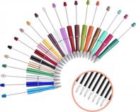 20-piece plastic beadable pen set with assorted colorful beads and black ink for diy gifts. logo