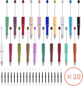 img 3 attached to 20-Piece Plastic Beadable Pen Set With Assorted Colorful Beads And Black Ink For DIY Gifts.
