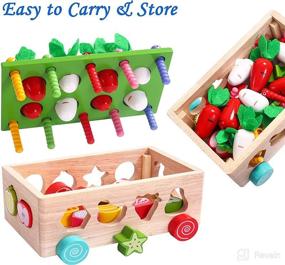 img 1 attached to 🧩 Montessori Sensory Shape Sorter Toys for 2-4 Year Old Boys and Girls - Educational Wooden Toys for Kids Age 3-5 - Gift Ideas for Toddlers - 24 Months+ - Ideal Birthday Presents