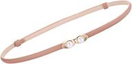 👗 women's genuine leather skinny waist belt with solid gold color pearl shaped buckle - caserbay waistband" logo