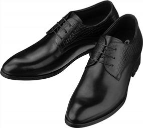 img 1 attached to 3-Inch Taller Leather Dress Shoes For Men - CALTO Elevator Shoes With Invisible Height Increase - Elevated Oxfords With Height-Boosting Heels