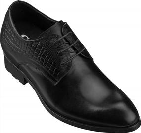 img 4 attached to Мужские кожаные классические туфли на 3 дюйма выше - Лифт-обувь CALTO с невидимым увеличением роста - Туфли-оксфорды с завышенной талией и каблуками, увеличивающими рост