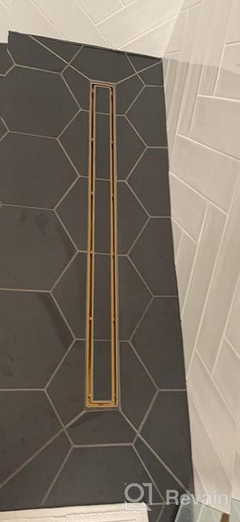 img 1 attached to NeoDrain 24-Inch Brushed Brass Linear Shower Drain With 2-In-1 Flat And Tile Insert Cover - Stainless Steel Rectangle Floor Drain For Showers review by Nick Mosley