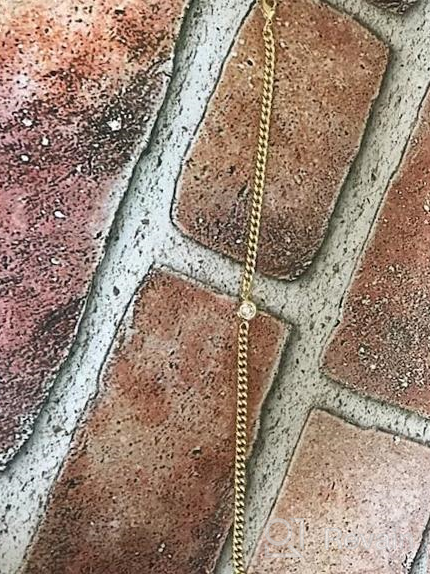 img 1 attached to Espere Bezel-Set CZ Necklace In Gold Round Zirconia Solitaire Necklace Flat Curb Chain 18'' review by Kristen Lopez