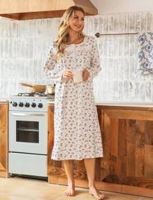 img 2 attached to Women'S Soft Cotton Sleepwear: Bloggerlove Nightgowns With Floral House Dress For Comfy Nights
