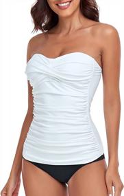 img 1 attached to Stunning Swimwear: RELLECIGA Women'S Ruched Bandeau Tankini Top