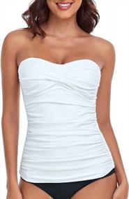 img 4 attached to Stunning Swimwear: RELLECIGA Women'S Ruched Bandeau Tankini Top