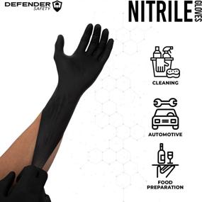 img 1 attached to 🧤 Defender Safety Black Nitrile Gloves: Industrial Grade, Latex Free, Powder Free. Find Your Perfect Fit!