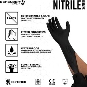 img 2 attached to 🧤 Defender Safety Black Nitrile Gloves: Industrial Grade, Latex Free, Powder Free. Find Your Perfect Fit!