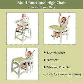 img 3 attached to 👶 Amatic Baby High Chair 3 in 1 - Highchair for Babies and Toddlers with Convertible Table Chair, Adjustable Seat Back, Removable Feeding Tray, 5-Point Safety Harness (Green)