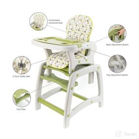 img 1 attached to 👶 Amatic Baby High Chair 3 in 1 - Highchair for Babies and Toddlers with Convertible Table Chair, Adjustable Seat Back, Removable Feeding Tray, 5-Point Safety Harness (Green)