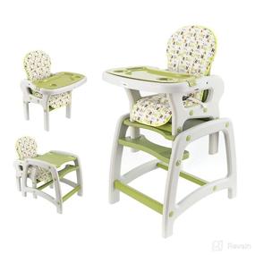 img 4 attached to 👶 Amatic Baby High Chair 3 in 1 - Highchair for Babies and Toddlers with Convertible Table Chair, Adjustable Seat Back, Removable Feeding Tray, 5-Point Safety Harness (Green)