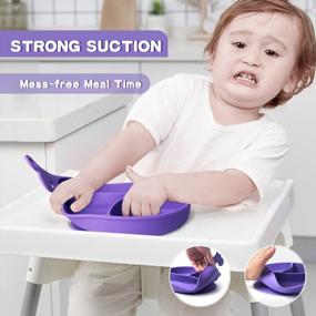 img 3 attached to Non-Slip Silicone Divided Plate For Babies And Toddlers - Termichy Suction Plates Ideal For Baby-Led Weaning, BPA Free And Safe For Microwave, Oven, And Dishwasher (Purple)