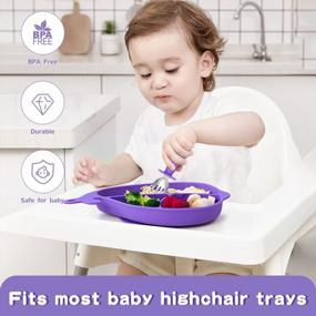 img 2 attached to Non-Slip Silicone Divided Plate For Babies And Toddlers - Termichy Suction Plates Ideal For Baby-Led Weaning, BPA Free And Safe For Microwave, Oven, And Dishwasher (Purple)