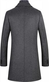 img 3 attached to Men'S Wool Blend Winter Coat With Detachable Scarf, Slim Fit Long Business Jacket