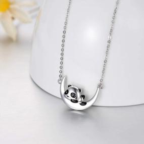 img 3 attached to 925 Sterling Silver Animal Dog Paw Print Necklace - Panda/Turtle/Bunny Rabbit Pendant Jewelry Gifts For Women Girls