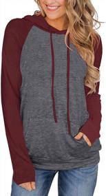 img 4 attached to 👚 Stylish and Comfortable: PINKMSTYLE Women's Color Block Hoodies with Drawstring, Lightweight Pullover Sweatshirt for Fall, featuring Long Sleeves and Pocket