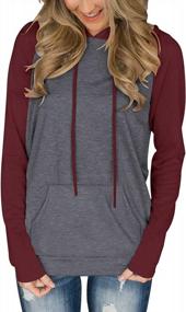 img 3 attached to 👚 Stylish and Comfortable: PINKMSTYLE Women's Color Block Hoodies with Drawstring, Lightweight Pullover Sweatshirt for Fall, featuring Long Sleeves and Pocket