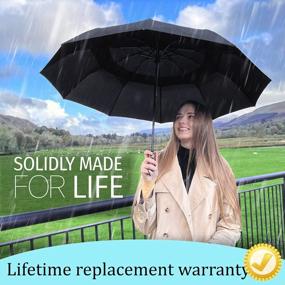 img 3 attached to Premium Windproof Travel Umbrella: Compact, Portable Folding Automatic & Strong Wind Resistant Double Canopy For Women & Men - Perfect For Backpack, Car Or Purse!