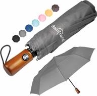 premium windproof travel umbrella: compact, portable folding automatic & strong wind resistant double canopy for women & men - perfect for backpack, car or purse! logo