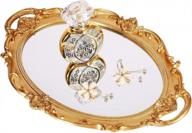 🔍 zosenley gold polyresin ellipse antique decorative mirror tray - makeup, jewelry & serving organizer - 9.8”x 14.6” size logo