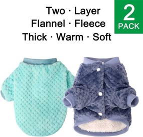 img 2 attached to Cozy Flannel Dog Coat: Winter Pet Jacket for Small-Medium Dogs & Cats - Warmth & Style in Sky Blue + Dark Blue