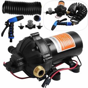 img 4 attached to High-Performance RV Water Pump: 5.3 GPM, 12V Diaphragm Pump With 70 PSI And 25 Ft. Coiled Hose For Boats, Caravans, RVs, Yachts - Ideal For Washdowns And Marine Use