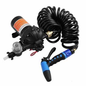 img 2 attached to High-Performance RV Water Pump: 5.3 GPM, 12V Diaphragm Pump With 70 PSI And 25 Ft. Coiled Hose For Boats, Caravans, RVs, Yachts - Ideal For Washdowns And Marine Use