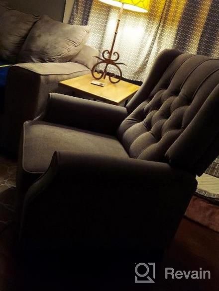 img 1 attached to Grey Tufted Recliner Chair With Padded Seat, Backrest, Nailhead Trim - YANXUAN review by Vanessa Lee