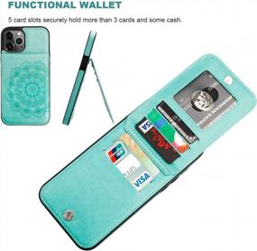 img 2 attached to Protective And Convenient IPhone 12 Pro Max Case With Wallet And Card Holder - Embossed Mandala Pattern Flower Design, 5 Card Slots, Kickstand And Shockproof Flip Cover In Green