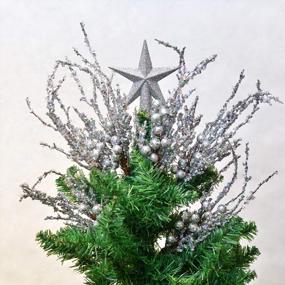 img 1 attached to Add Sparkle To Your Christmas Decor With Valery Madelyn'S 6-Piece Silver Glitter Picks - Perfect For Your Tree And Vase!