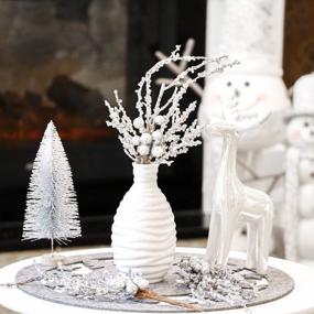 img 2 attached to Add Sparkle To Your Christmas Decor With Valery Madelyn'S 6-Piece Silver Glitter Picks - Perfect For Your Tree And Vase!