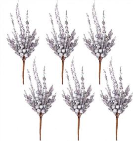 img 4 attached to Add Sparkle To Your Christmas Decor With Valery Madelyn'S 6-Piece Silver Glitter Picks - Perfect For Your Tree And Vase!