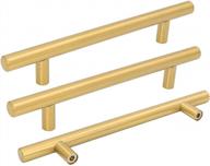 goldenwarm 15pcs brushed brass drawer pulls gold handles for kitchen cabinet 6-1/4 inch modern gold dresser hardware - ls201gd160 brushed gold cupboard door pulls 8-4/5in overall length logo