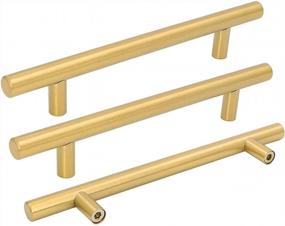 img 4 attached to Goldenwarm 15Pcs Brushed Brass Drawer Pulls Gold Handles For Kitchen Cabinet 6-1/4 Inch Modern Gold Dresser Hardware - LS201GD160 Brushed Gold Cupboard Door Pulls 8-4/5In Overall Length