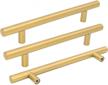 goldenwarm 15pcs brushed brass drawer pulls gold handles for kitchen cabinet 6-1/4 inch modern gold dresser hardware - ls201gd160 brushed gold cupboard door pulls 8-4/5in overall length logo