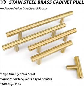 img 1 attached to Goldenwarm 15Pcs Brushed Brass Drawer Pulls Gold Handles For Kitchen Cabinet 6-1/4 Inch Modern Gold Dresser Hardware - LS201GD160 Brushed Gold Cupboard Door Pulls 8-4/5In Overall Length