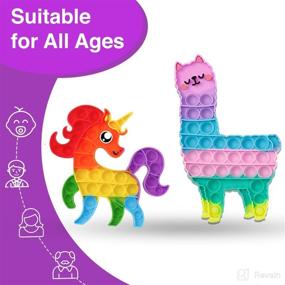 img 1 attached to 🦄 Soothing Mind Silicone Push Pop It Bubble Stress Relief Toy for Unisex Kids and Adults - Smiling Unicorn & Alpaca Design