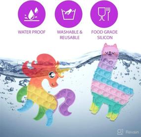 img 2 attached to 🦄 Soothing Mind Silicone Push Pop It Bubble Stress Relief Toy for Unisex Kids and Adults - Smiling Unicorn & Alpaca Design