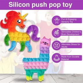 img 3 attached to 🦄 Soothing Mind Silicone Push Pop It Bubble Stress Relief Toy for Unisex Kids and Adults - Smiling Unicorn & Alpaca Design