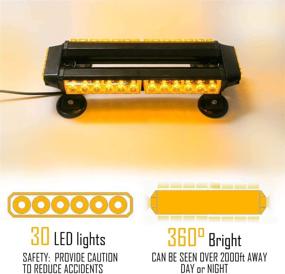 img 3 attached to 🚨 LE-JX Amber 30 LEDs Safety Strobe Flashing Light Bar | Double-Sided | High Intensity Roof Top Plow Flash Traffic Advisor | Emergency Hazard Warning Lighting Mini Beacon with Magnetic Base | Yellow | 12-24V/30W