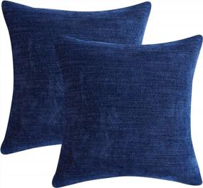 img 3 attached to Navy Blue Anickal Pillow Covers: Set Of 2 Decorative Throw Pillow Covers For Living Room And Farmhouse Home Décor