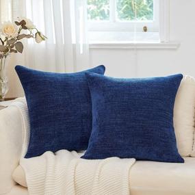 img 4 attached to Navy Blue Anickal Pillow Covers: Set Of 2 Decorative Throw Pillow Covers For Living Room And Farmhouse Home Décor