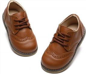 img 1 attached to Stylish PU Leather Lace-Up Dress Shoes For Toddlers - Perfect For Weddings, School Uniforms, And Formal Occasions