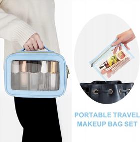 img 2 attached to Set Of 2 MAGEFY Clear And Waterproof Makeup Bags With Portable PU Leather For Women And Girls, Ideal For Travel And Cosmetic Storage (Blue)