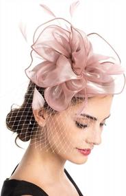 img 4 attached to Women'S Fascinator Hair Clip Hat Bowler Feather Flower Veil Wedding Party Tea Hat