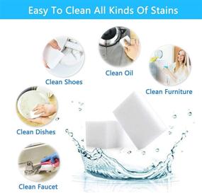 img 1 attached to 🧽 50-Pack Melamine Sponge Sheets, Chemical-Free Foam Cleaner for Bathroom, Kitchen, and More - Ideal for Shower Glass, Dishes, Stove, Bathtub, Tile, and Shoe Cleaning