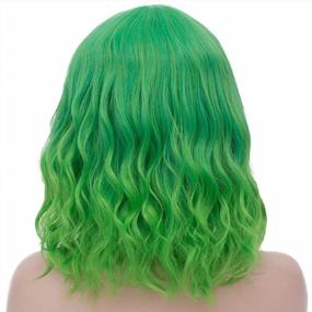 img 3 attached to Green Synthetic Short Wavy Wig With Bangs For Women - Perfect For St. Patrick'S Day, Halloween And Cosplay Parties - Mersi S042GR