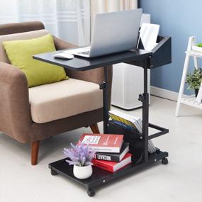 img 2 attached to Height Adjustable Sofa Side Table C Table Laptop Holder End Stand Desk Coffee Tray Side Table By Sogesfurniture, Black BHUS-103#2-BK